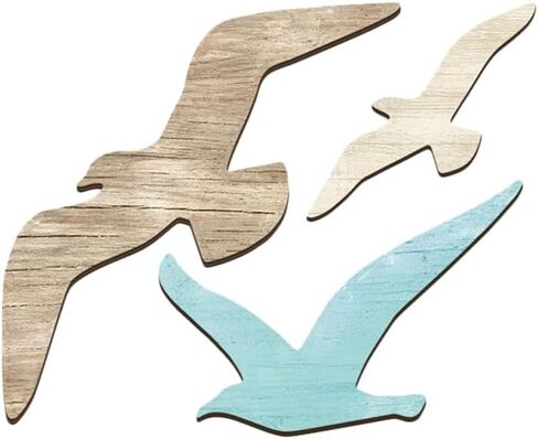 Cabilock Seagull Wall Hanging Decoration ، 3pcs Decor Wood Nautical Wall Decor in Saudi Arabia