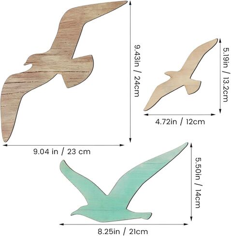 Cabilock Seagull Wall Hanging Decoration ، 3pcs Decor Wood Nautical Wall Decor in Saudi Arabia