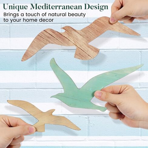 Cabilock Seagull Wall Hanging Decoration ، 3pcs Decor Wood Nautical Wall Decor in Saudi Arabia