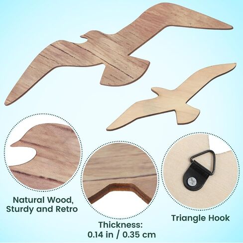 Cabilock Seagull Wall Hanging Decoration ، 3pcs Decor Wood Nautical Wall Decor in Saudi Arabia