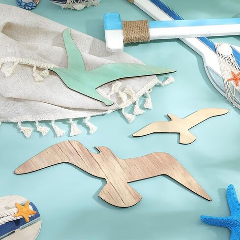 Cabilock Seagull Wall Hanging Decoration ، 3pcs Decor Wood Nautical Wall Decor in Saudi Arabia