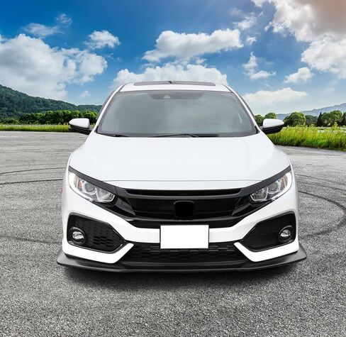 IKON MOTORSPORTS, Front Bumper Lip Compatible with 2017-2021 Honda Civic Hatchback Si Coupe Sedan, 10TH GEN GT Style Unpainted PU Air Dam Chin Spoiler in Saudi Arabia