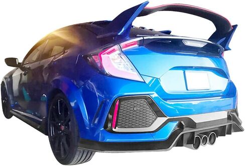 FREEMOTOR802 Compatible with 2017-2020 Honda Civic Hatchback Rear Bumper Diffuser TR Style Unpainted Black PP Spoiler in Saudi Arabia