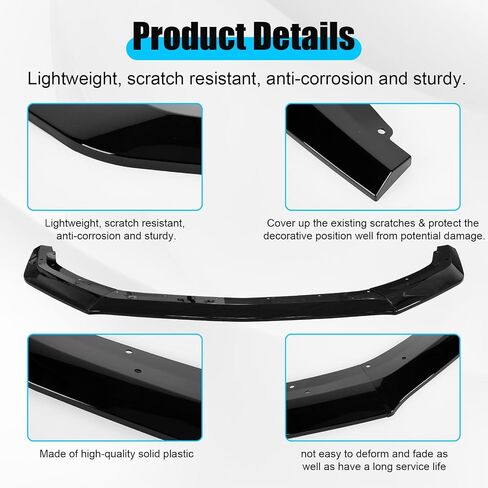 Front Bumper Lip - for Mustang GT EcoBoost 2024 2025, 3-Piece Front Lip Spoiler Air Chin Body Splitter, Not for Dark Horse (Bright Black) in Saudi Arabia