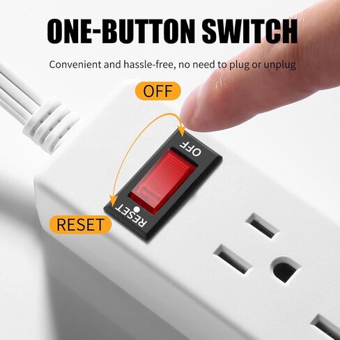 Twin Extension Cord 12 FT - Split Extension Cord with 6 Outlets and 6 USB Ports - 3 Prong Flat Plug Extension Cord - Double Extension Cord for Behind Bed, Couch, Nightstands, Vanity, Furniture in Kuwait