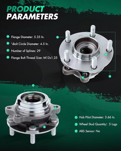 SCITOO 2 x Wheel Hub and Bearing Assembly Front for Nissan 513310 29513310 WA513310 WB513310 in Saudi Arabia