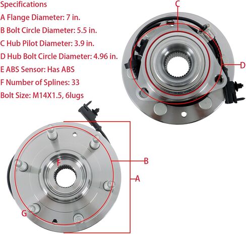 GXYWADY 1 زوج محور العجلة الأمامية المحمل بديل للتجميع لـ Escalade Avalanche Silverado 1500 Suburban 1500 Tahoe Sierra 1500 Yukon 2007-2014 in Saudi Arabia
