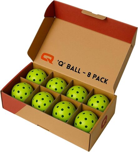 8 Pack Qranc ‘Q 'Ball Pickleball Balls للعب في الهواء الطلق والداخلي ، معتمدة USA Pickleball (USAPA) ، 40 فتحة ، نيون in Saudi Arabia