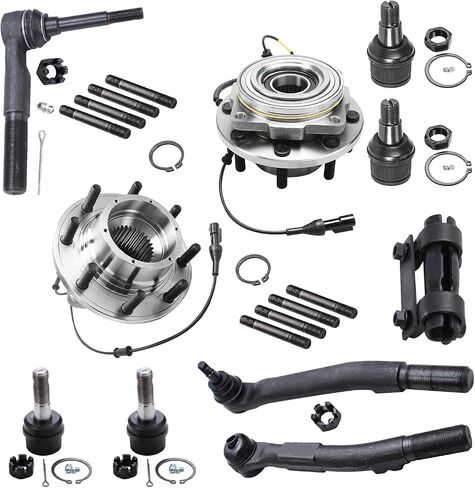 Detroit Axle - 4WD 10pc Front Wheel Bearing Hubs Kit for Ford F-250 F-350 Super Duty, Wheel Bearing Hubs Upper Lower Ball Joints Outer Tie Rods Adjusting Sleeve 2005 2006 2007 2008 2009 Replacement in Saudi Arabia
