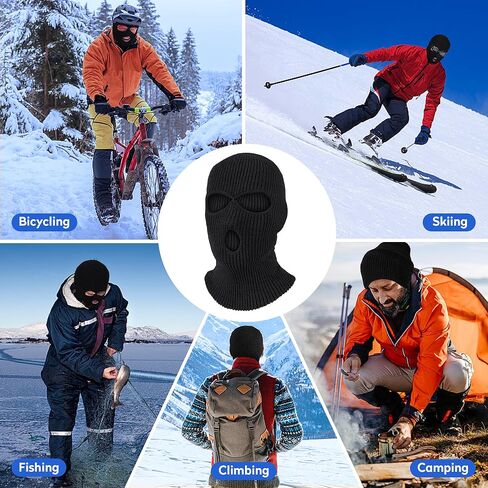 Pukavt 3 Hole Winter Crenbled Mask ، Comple Face Cover Cover Mask Warm Balaclava للتزلج على التزلج ، دراجة نارية ، جيش التزلج على الجليد الأخضر in Kuwait
