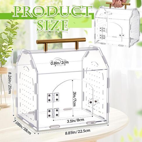 Jumping Spider Enclosure, Acrylic Tarantula Enclosure, Insect Terrarium with Handle and Magnetic Door, Transparent Terrarium for Reptiles, Amphibians, Spiders and Small Invertebrates in Saudi Arabia