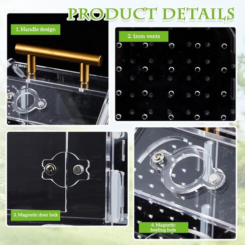 Jumping Spider Enclosure, Acrylic Tarantula Enclosure, Insect Terrarium with Handle and Magnetic Door, Transparent Terrarium for Reptiles, Amphibians, Spiders and Small Invertebrates in Saudi Arabia