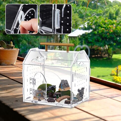 Jumping Spider Enclosure, Acrylic Tarantula Enclosure, Insect Terrarium with Handle and Magnetic Door, Transparent Terrarium for Reptiles, Amphibians, Spiders and Small Invertebrates in Saudi Arabia