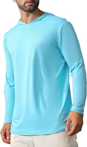 Angel season Men's Rash Guard Shirts Long Sleeve Summer Sun UPF 50 Quick Dry Waterproof Swim Shirt Outdoor Swimwear Tahiti Blue L in Kuwait