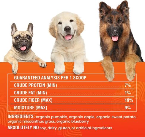 Ultimate Pumpkin for Dogs (8 oz) - with Organic Pumpkin, Apple, Sweet Potato, Miscanthus Grass & Blueberry, Digestive Support Relief for Constipation, Loose Stools, and Upset Stomaches, 30 Scoops in Kuwait
