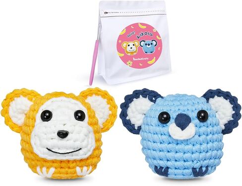 مجموعة عيد الميلاد الكروشيه للمبتدئين، مجموعات الكروشيه للمبتدئين للأطفال والكبار Amigurumi Craft Knitting Crochet Animals Kits مع دروس فيديو خطوة بخطوة in Saudi Arabia