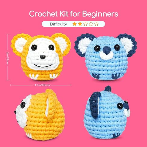 مجموعة عيد الميلاد الكروشيه للمبتدئين، مجموعات الكروشيه للمبتدئين للأطفال والكبار Amigurumi Craft Knitting Crochet Animals Kits مع دروس فيديو خطوة بخطوة in Saudi Arabia