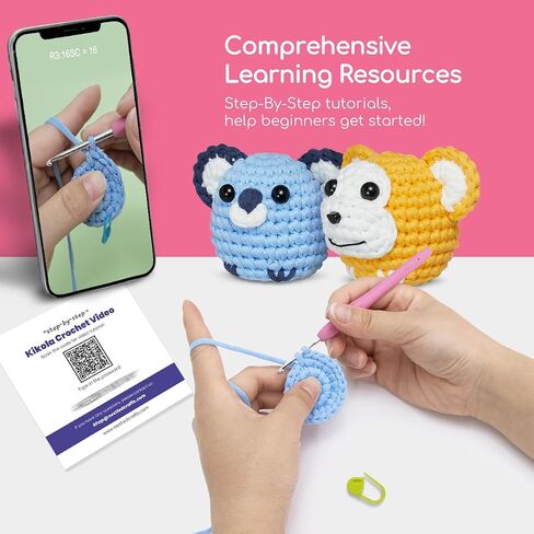 مجموعة عيد الميلاد الكروشيه للمبتدئين، مجموعات الكروشيه للمبتدئين للأطفال والكبار Amigurumi Craft Knitting Crochet Animals Kits مع دروس فيديو خطوة بخطوة in Saudi Arabia