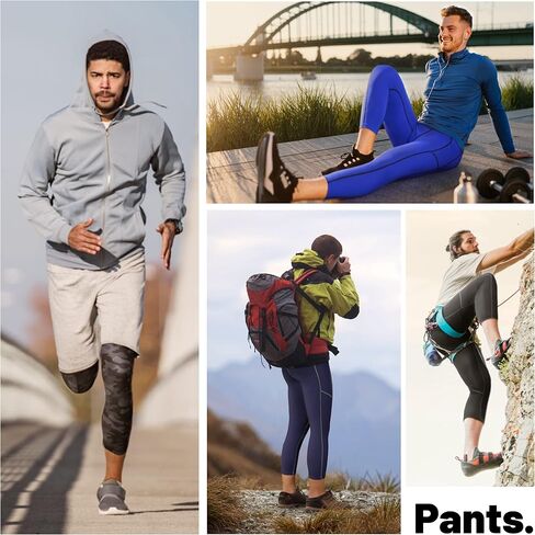 Runhit Men's 3/4 Compression Pants with Pockets，Athletic Leggings Running Capri Tights，Workout Basketball Gym Base Layer in Saudi Arabia