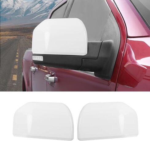 Rearview Mirror Fully Caps Covers Compatible with 2015-2020 Ford F150 Pickup Left Right Side View Mirror Cover Caps Trims Accessories, White in Saudi Arabia