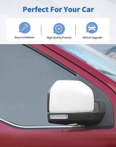 Rearview Mirror Fully Caps Covers Compatible with 2015-2020 Ford F150 Pickup Left Right Side View Mirror Cover Caps Trims Accessories, White in Saudi Arabia