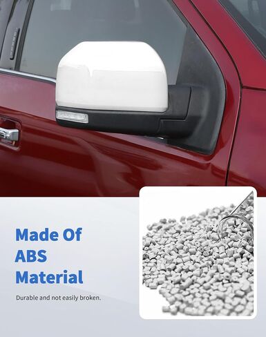 Rearview Mirror Fully Caps Covers Compatible with 2015-2020 Ford F150 Pickup Left Right Side View Mirror Cover Caps Trims Accessories, White in Saudi Arabia