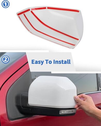 Rearview Mirror Fully Caps Covers Compatible with 2015-2020 Ford F150 Pickup Left Right Side View Mirror Cover Caps Trims Accessories, White in Saudi Arabia
