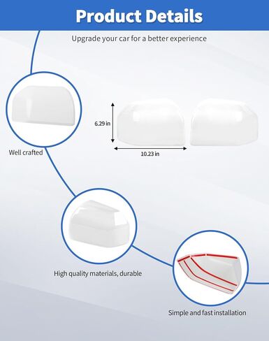 Rearview Mirror Fully Caps Covers Compatible with 2015-2020 Ford F150 Pickup Left Right Side View Mirror Cover Caps Trims Accessories, White in Saudi Arabia
