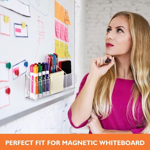 Magnetic Pen Holder Classroom Organization Acrylic Marker Holder for Whiteboard Refrigerator Locker Accessories Pencil Dry Erase Marker Basket in Saudi Arabia
