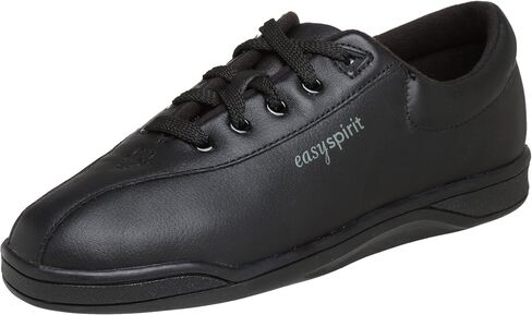 Easy Spirit Womens AP1 Leather Low Top Lace Up Fashion Sneakers, Black, Size 8.0 in Saudi Arabia