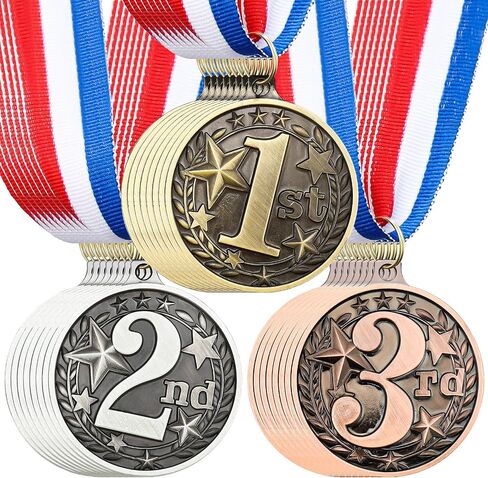 Award Medals 1st 2nd 3rd Place Medals for Awards Winner Medal Gold Silver Bronze Medal with Neck Ribbon Trophy Award for Sports Competitions Party 2 Inches in Kuwait