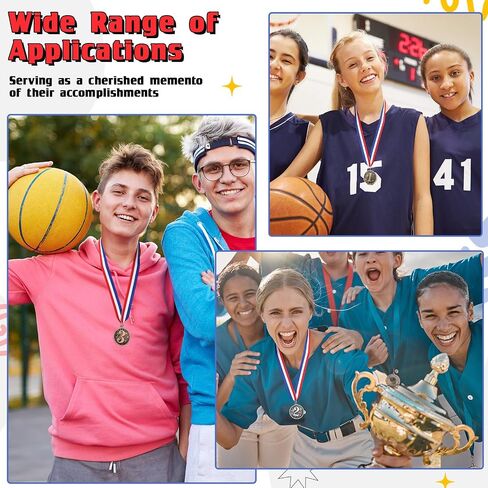 Award Medals 1st 2nd 3rd Place Medals for Awards Winner Medal Gold Silver Bronze Medal with Neck Ribbon Trophy Award for Sports Competitions Party 2 Inches in Kuwait