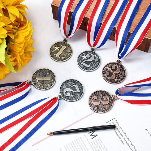 Award Medals 1st 2nd 3rd Place Medals for Awards Winner Medal Gold Silver Bronze Medal with Neck Ribbon Trophy Award for Sports Competitions Party 2 Inches in Kuwait