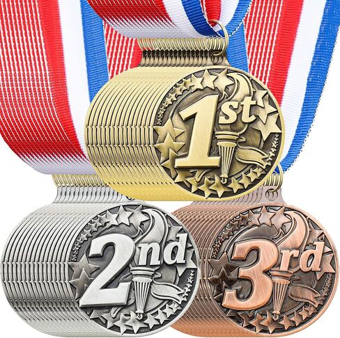 Award Medals 1st 2nd 3rd Place Medals for Awards Winner Medal Gold Silver Bronze Medal with Neck Ribbon Trophy Award for Sports Competitions Party 2 Inches in Kuwait