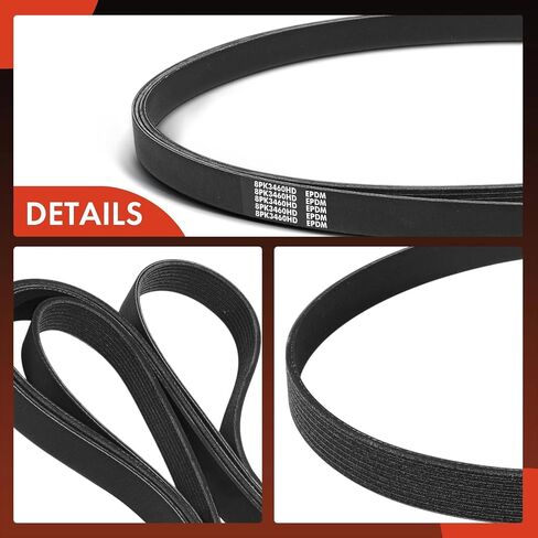 A-Premium Heavy-Duty Serpentine Drive Belt Compatible with Ford E-350 Econoline Club Wagon 1998-2002, E-350 E-450 Super Duty 2004-2007, E-450 Econoline Super Duty 1999-2001 & Starcraft Bus Starlite in Saudi Arabia