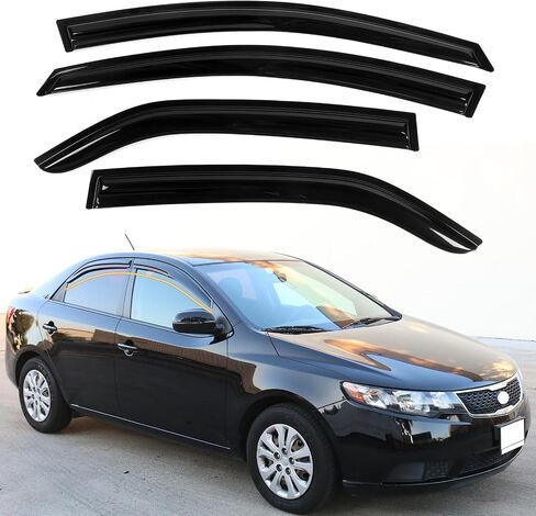 الشريط على نقرات على حافة النوافذ ، متوافقة مع 2009-2013 Kia Forte سيدان ، دخان أكريليك ملون نوافذ النافذة الحراس ، مجموعة تنفيس من جانب الرياح ، 4 قطع in Saudi Arabia