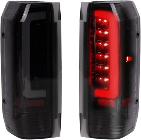 TRQ 2 Piece Driver & Passenger Side Tail Light Assembly Set LED C Light Bar Black Smoked Housing Compatible with 1990-1996 Ford Bronco F150 1990-1997 F250 1997 F250 HD F350 F450 FO2800106 FO2801105 in Saudi Arabia