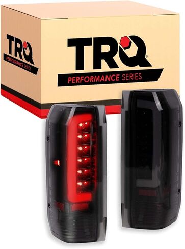 TRQ 2 Piece Driver & Passenger Side Tail Light Assembly Set LED C Light Bar Black Smoked Housing Compatible with 1990-1996 Ford Bronco F150 1990-1997 F250 1997 F250 HD F350 F450 FO2800106 FO2801105 in Saudi Arabia