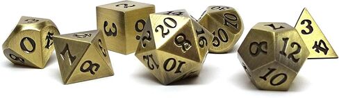 7 Piece Legendary Metal Dice Set - Bronze, Gold, Silver, and Copper Designs with Signature Font (Legendary Gold) in Saudi Arabia