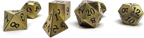 7 Piece Legendary Metal Dice Set - Bronze, Gold, Silver, and Copper Designs with Signature Font (Legendary Gold) in Saudi Arabia