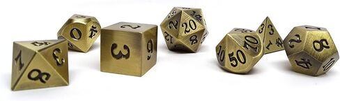7 Piece Legendary Metal Dice Set - Bronze, Gold, Silver, and Copper Designs with Signature Font (Legendary Gold) in Saudi Arabia