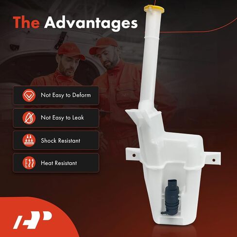 A -Premium Windshield Washer Reservoir متوافق مع نماذج Ford Select - Mustang 2010 2011 2012 2013 ، مع (CAP/Gasher Pump/Filler Neck/Hose/Bracket) - استبدال# 14860686 in Saudi Arabia