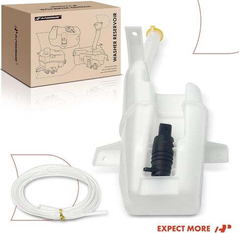 A -Premium Windshield Washer Reservoir متوافق مع نماذج Ford Select - Mustang 2010 2011 2012 2013 ، مع (CAP/Gasher Pump/Filler Neck/Hose/Bracket) - استبدال# 14860686 in Saudi Arabia