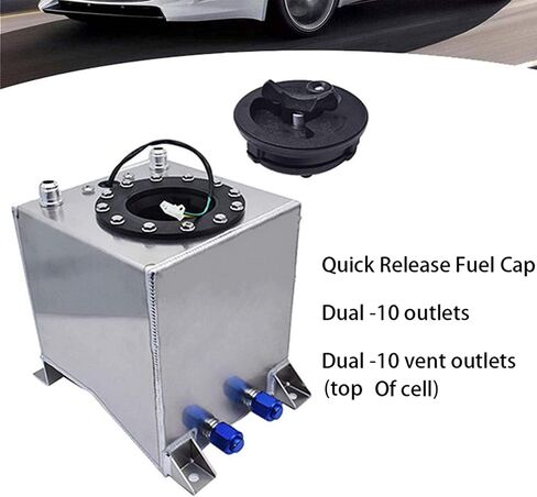 2.5 Gallon Universal Fuel Cell Gas Tank Aluminum Polished Race Street Drift Strip Fuel Cell Tank with Level Sender Silver in Saudi Arabia