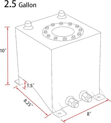 2.5 Gallon Universal Fuel Cell Gas Tank Aluminum Polished Race Street Drift Strip Fuel Cell Tank with Level Sender Silver in Saudi Arabia