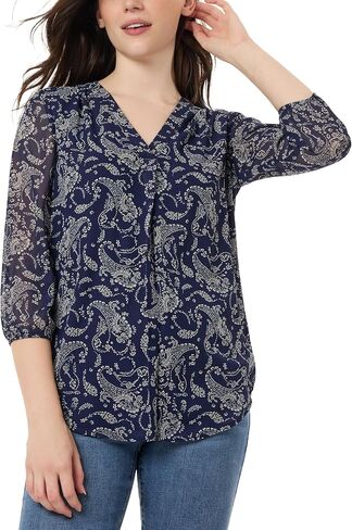 Jones New York للسيدات 3/4 Sleeve V-Neck Tup in Kuwait