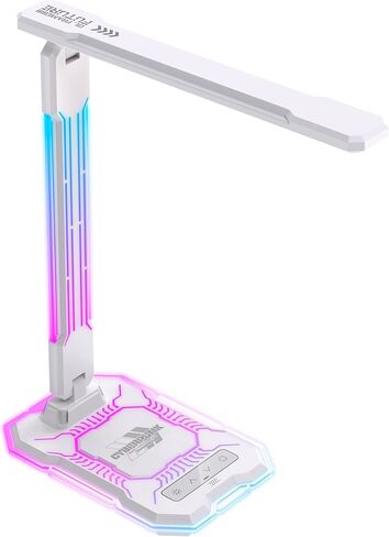 مصباح مكتب LED من WILIT مع شاحن لاسلكي، مصباح ألعاب تفاعلي متغير اللون RGB مع منفذ شحن USB، مصباح طاولة للتحكم باللمس، مصباح للقراءة، مصباح سطح المكتب للمكتب المنزلي، هدايا عيد الميلاد in Kuwait