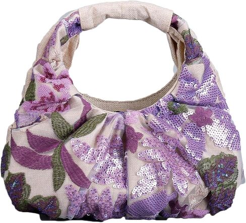 Floral Embroidery Sequin Evening Bag Women Macrame Shoulder Crossbody Purse Hobo Bags Summer Evening Clutch Purses in Saudi Arabia