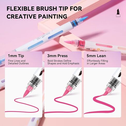 Maxtek 30 Colors أقلام الطلاء الأكريليك ، علامات طلاء أكريليك ثنائية ، فرشاة وعلامات أكريليك ناتجة للزجاج ، النافذة ، القماش ، القماش ، الصخور ، الخشب ، الورق in Kuwait