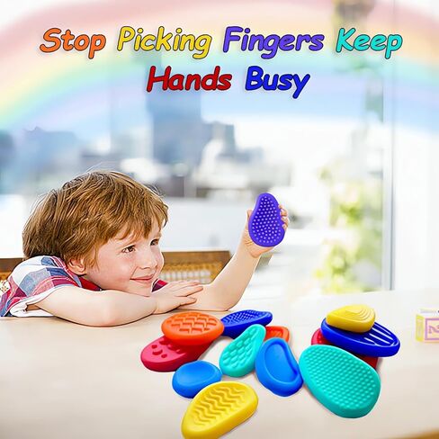 Sensory Stone Fidget Toys for Autism -12 Pack Textured Soft Worry Stones, Stress Anxiety Relief Sensory Toys for Kids & Adults, Calming Classroom Prizes, Office Coworker Gifts in Saudi Arabia